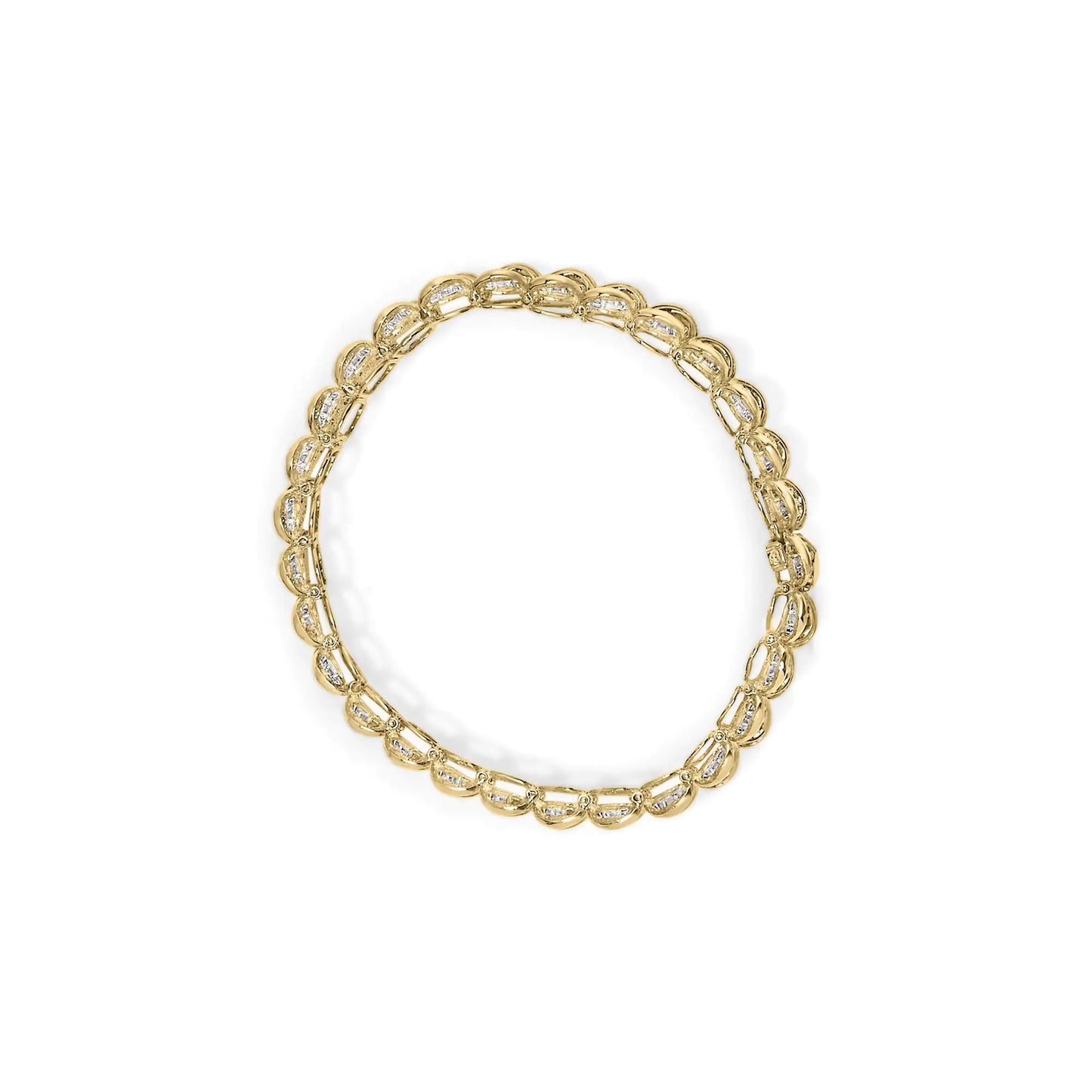 10K Yellow Gold 4.00 Cttw Pave Diamond Classic Link 7" Bracelet (I-J Color, I2-I3 Clarity)