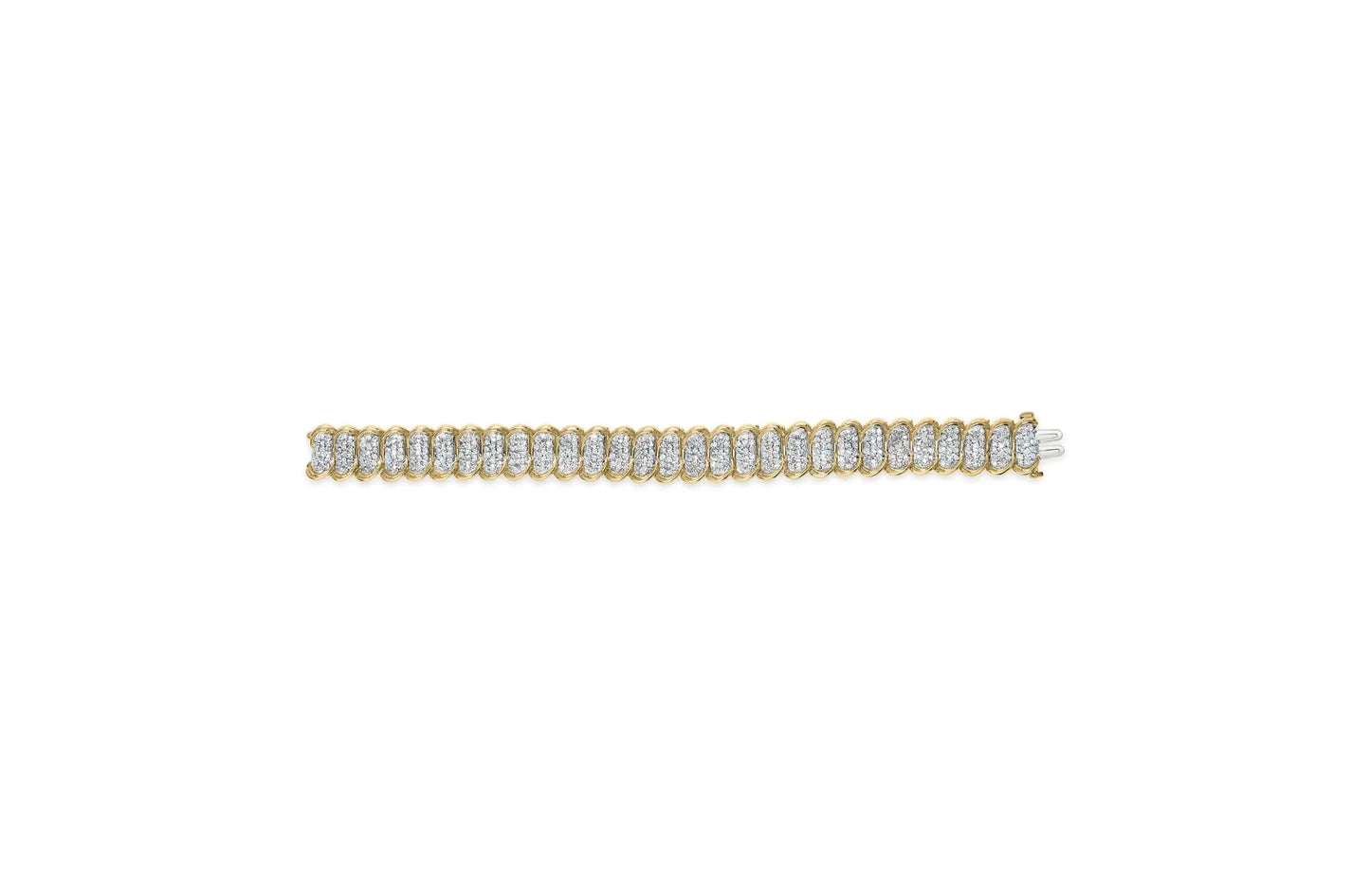 10K Yellow Gold 4.00 Cttw Pave Diamond Classic Link 7" Bracelet (I-J Color, I2-I3 Clarity)