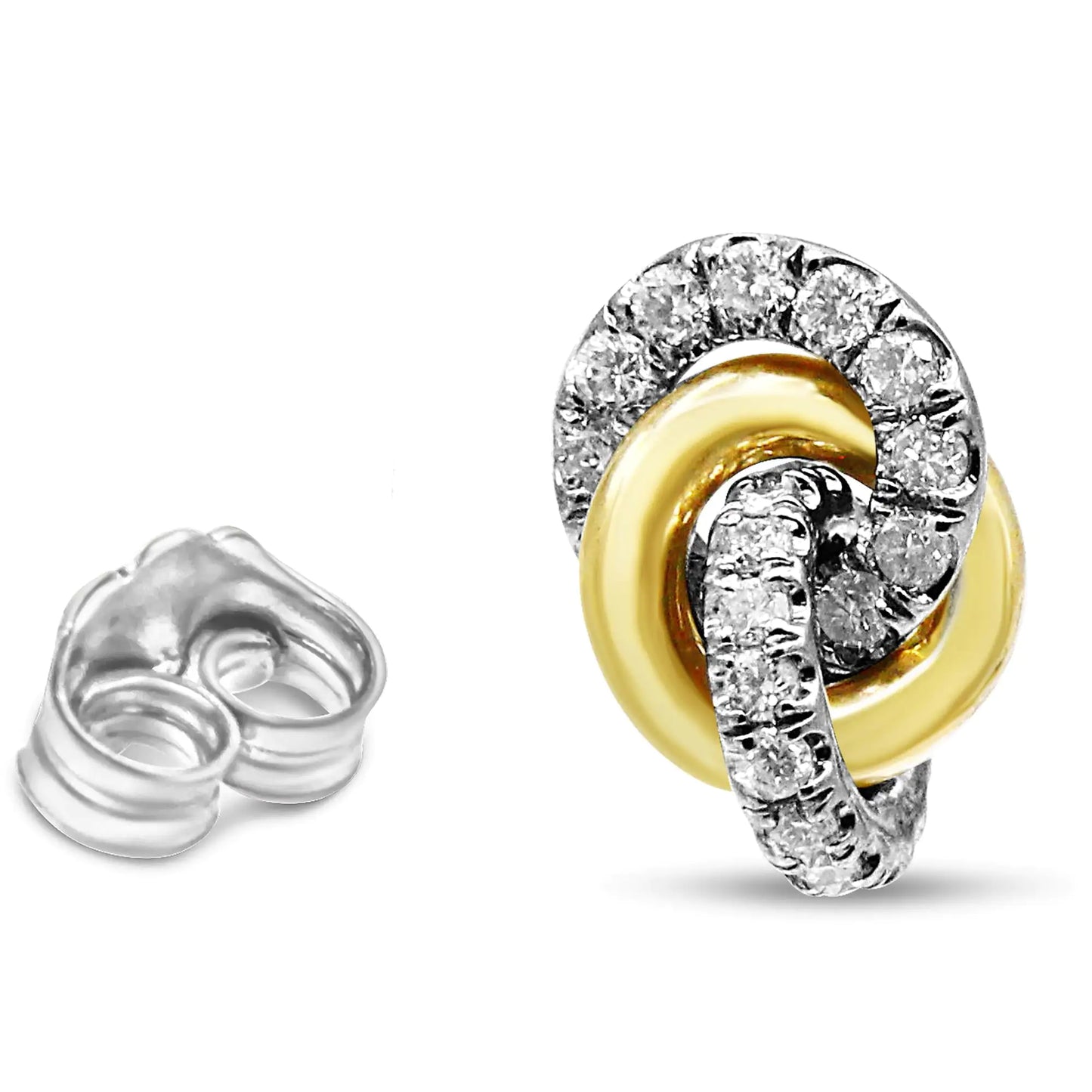 10K Yellow and White Gold 1/2 Cttw Diamond Triple Interlocking Knot Earrings (I-J Color, I1-I2 Clarity)