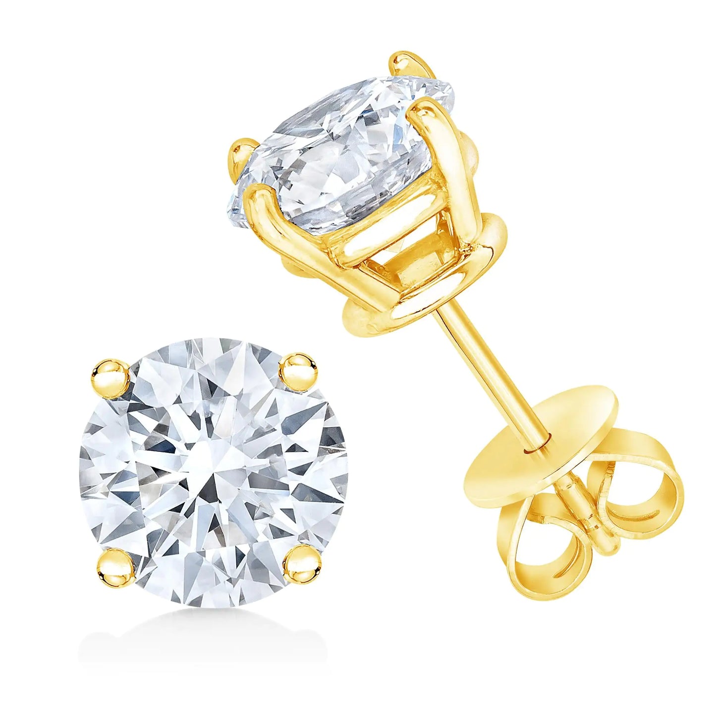 14K Gold 1/2 Cttw Round Brilliant Cut Lab Grown Diamond 4-Prong Classic Solitaire Stud Earrings