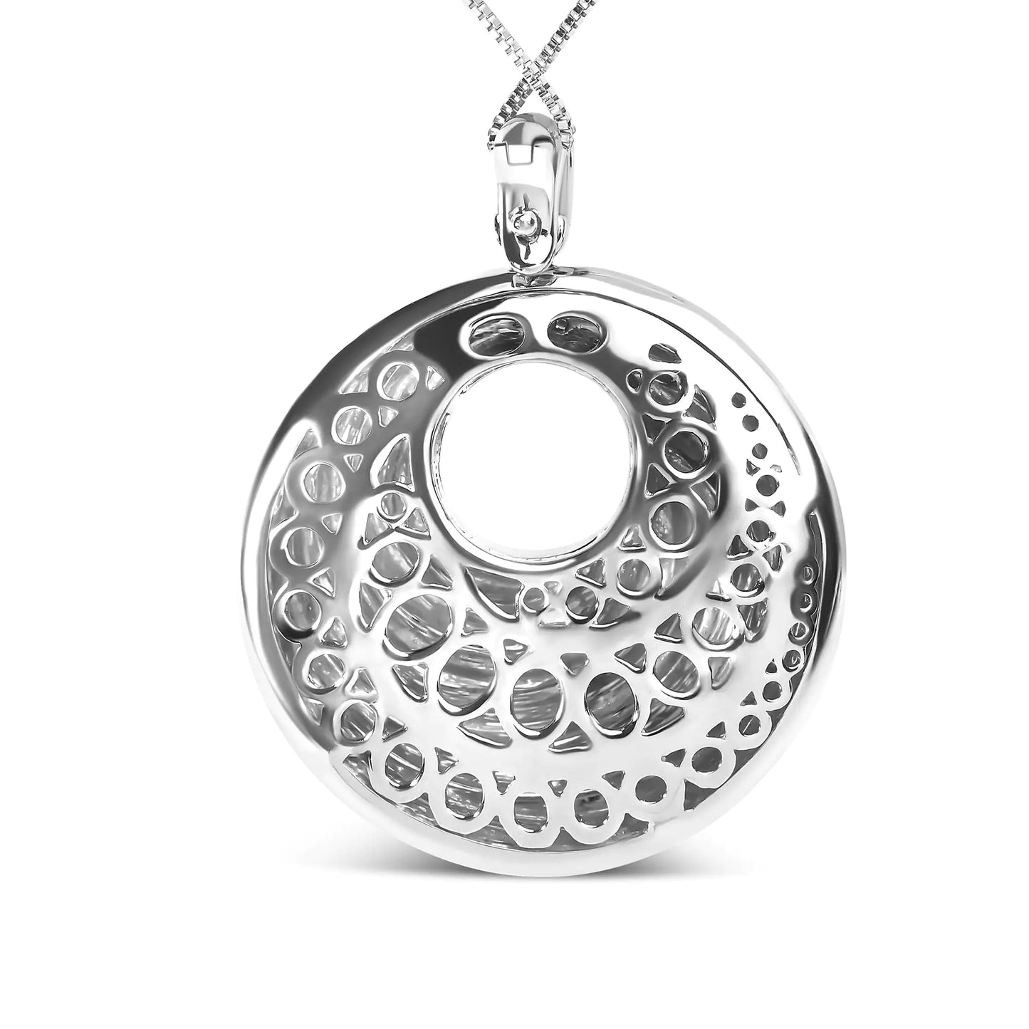 .925 Sterling Silver Endless Wave Swirl Statement Medallion 18" Pendant Necklace