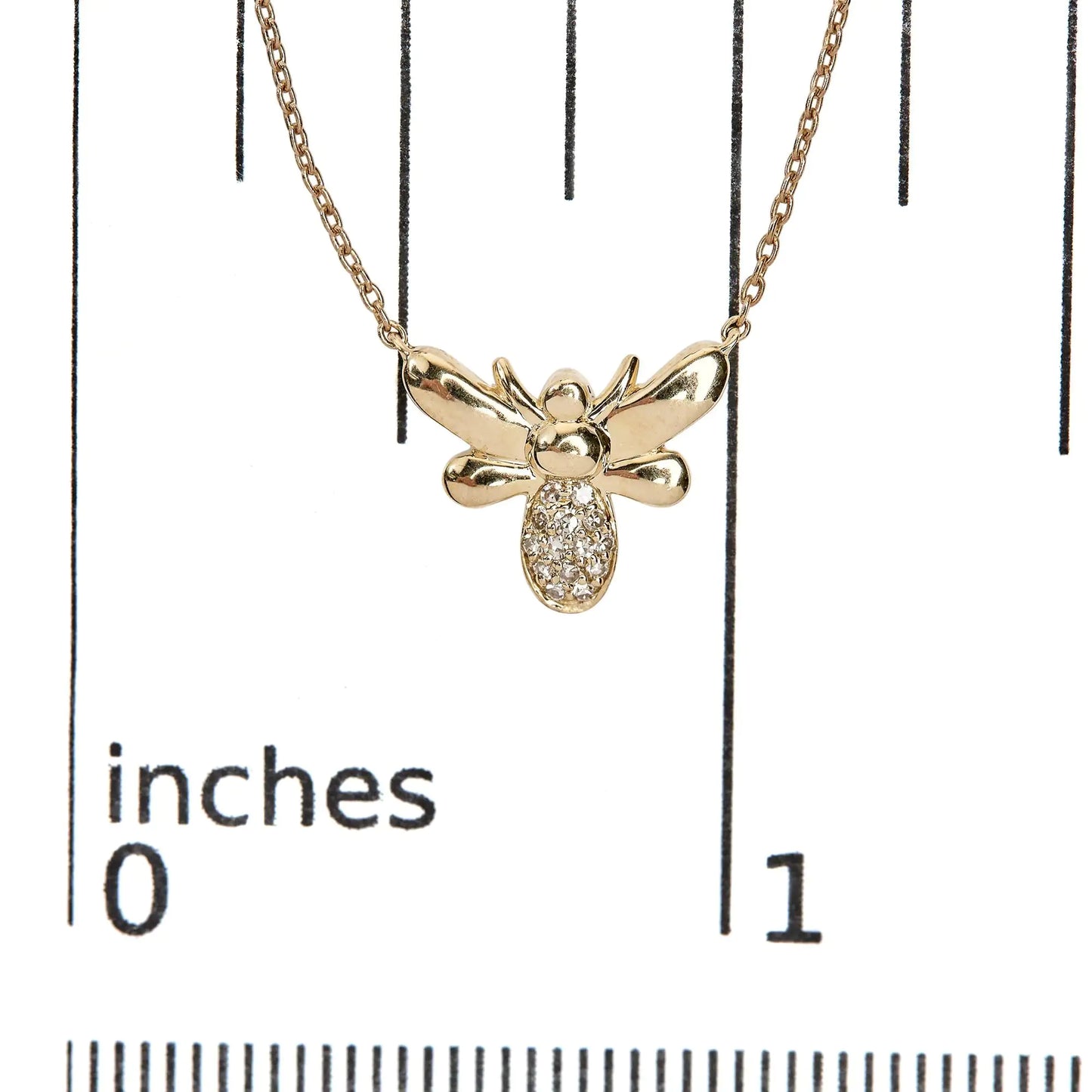 10K Yellow Gold Diamond Accented Bumble Bee Pendant 18" Inch Necklace (H-I Color, I1-I2 Clarity)