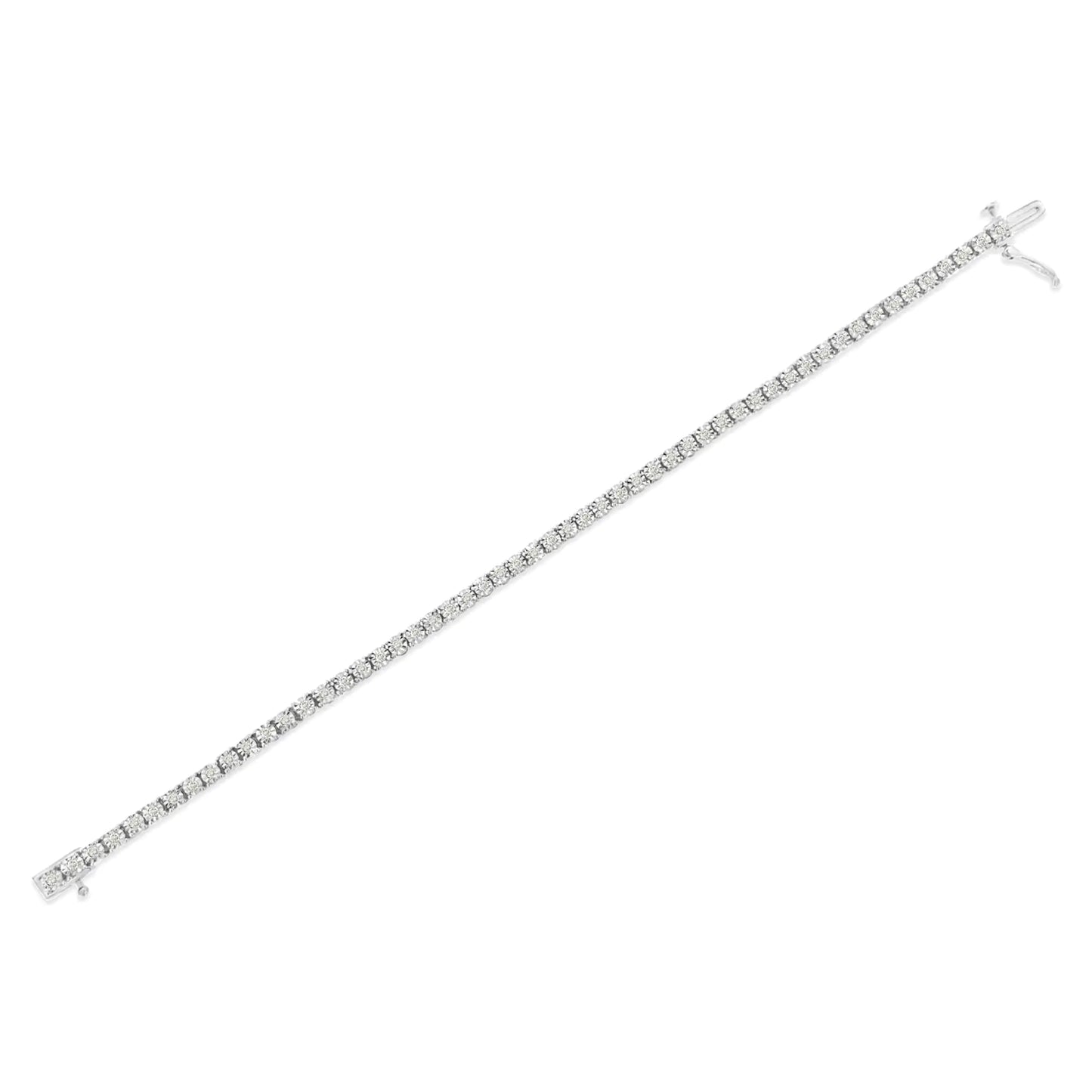 .925 Sterling Silver 1/2 Cttw Diamond Illusion-Set Miracle Plate Tennis Bracelet (I-J Color, I3 Clarity) - 7"