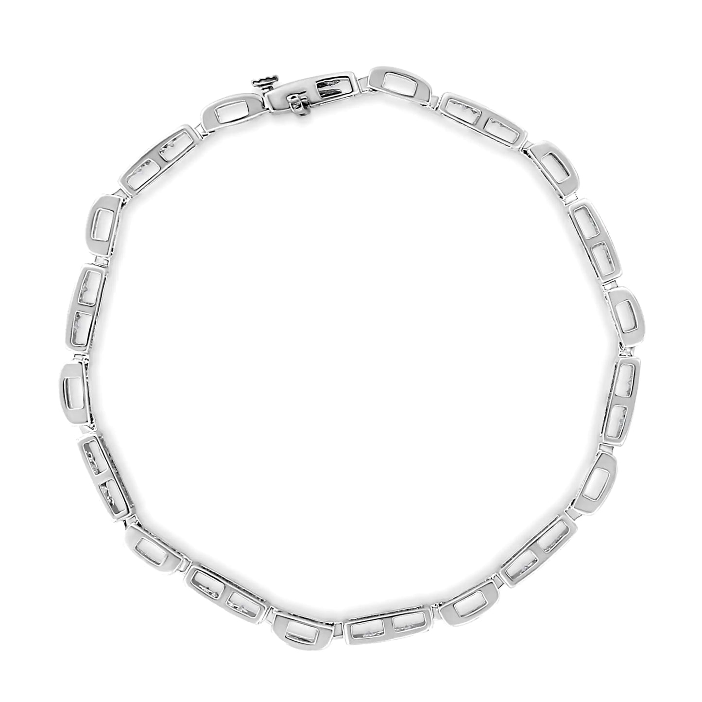 14K White Gold 1.0 Cttw Invisible Set Princess Cut Diamond Alternating Station and Link Tennis Bracelet (I-J Color, I1-I2 Clarity) - Size 7.25" Inches