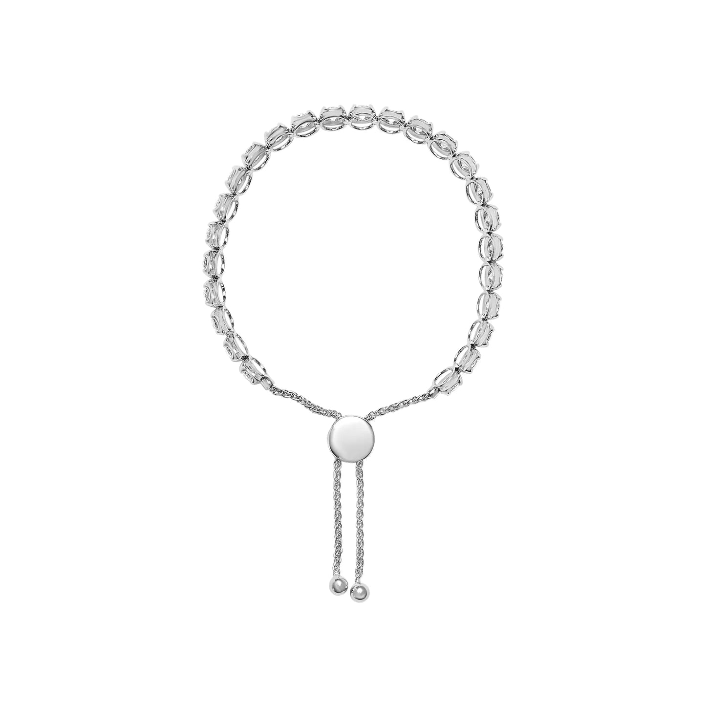 14K White Gold 6.00 Cttw Diamond 4”-10” Adjustable Bolo Tennis Bracelet (I-J Color, I1-I2 Clarity)