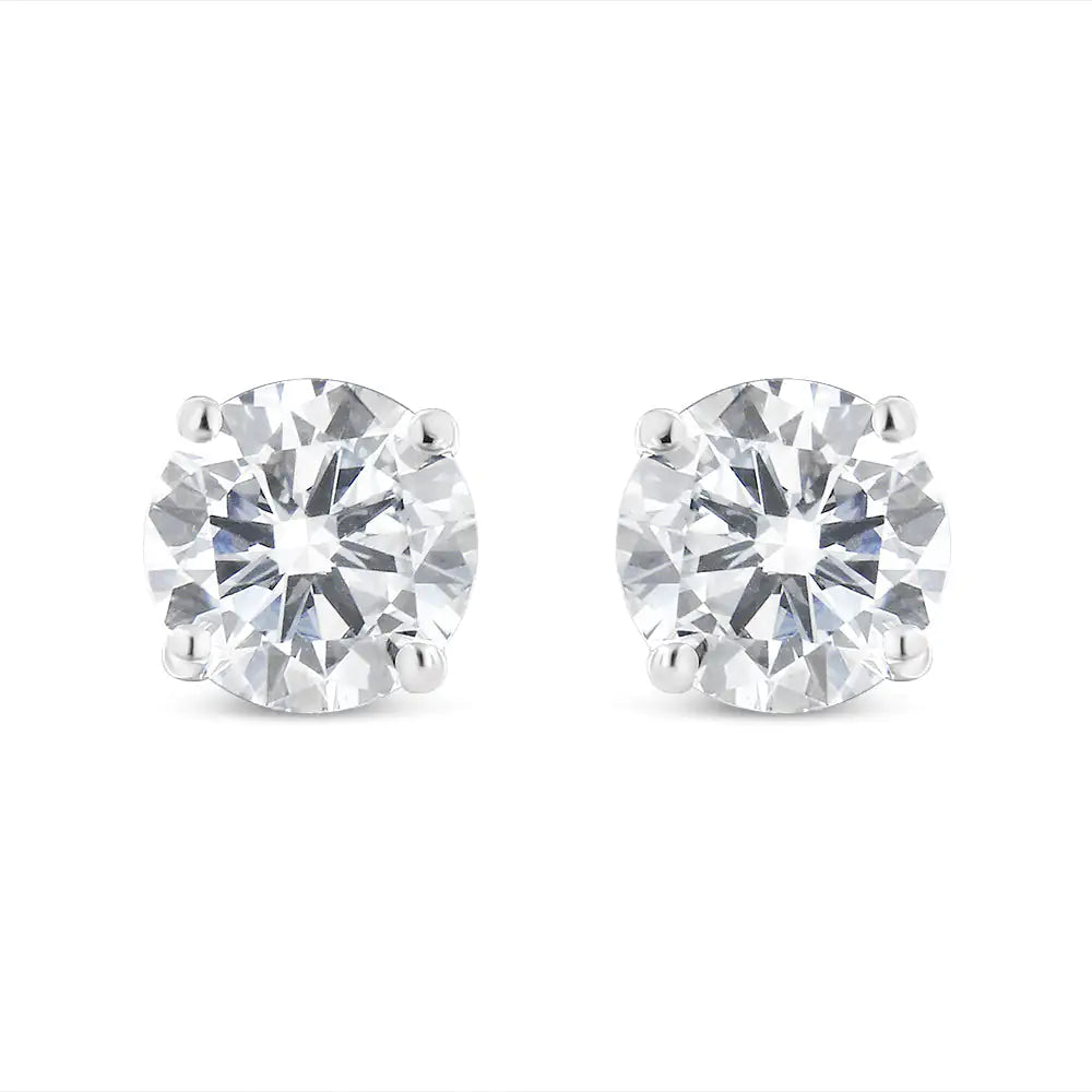 14K White Gold 3.0 Cttw 4-Prong Set Brilliant Round-Cut Solitaire Lab Grown Diamond Screwback Stud Earrings (G-H Color, VS2-SI1 Clarity)