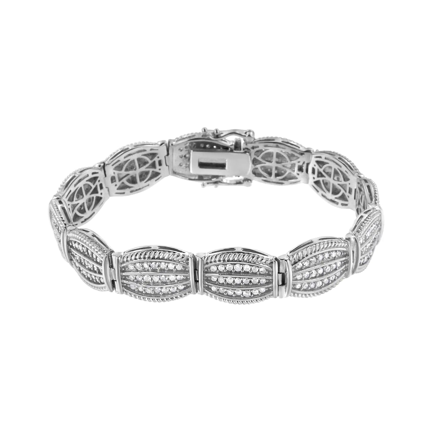 .925 Sterling Silver 3.0 Cttw Prong Set Diamond Art Deco Style Tennis Bracelet (I-J Color, I2-I3 Clarity) - 7.25"