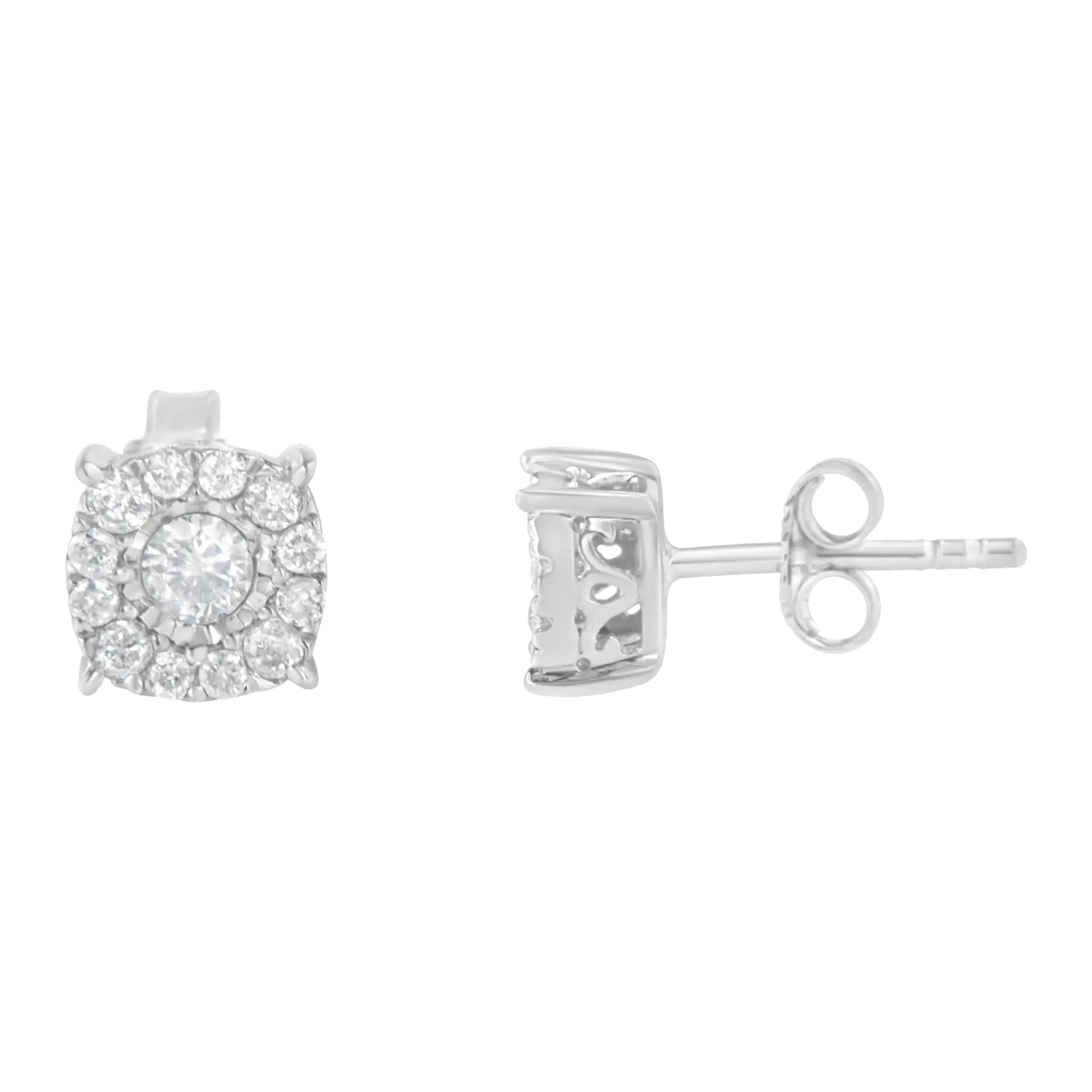 Sterling Silver Diamond Square Stud Earring (1/2 cttw, I-J Color, I2-I3 Clarity)