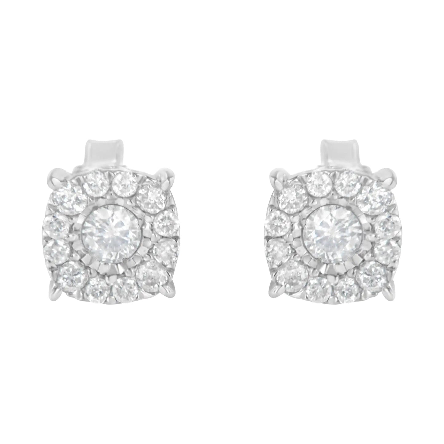 Sterling Silver Diamond Square Stud Earring (1/2 cttw, I-J Color, I2-I3 Clarity)