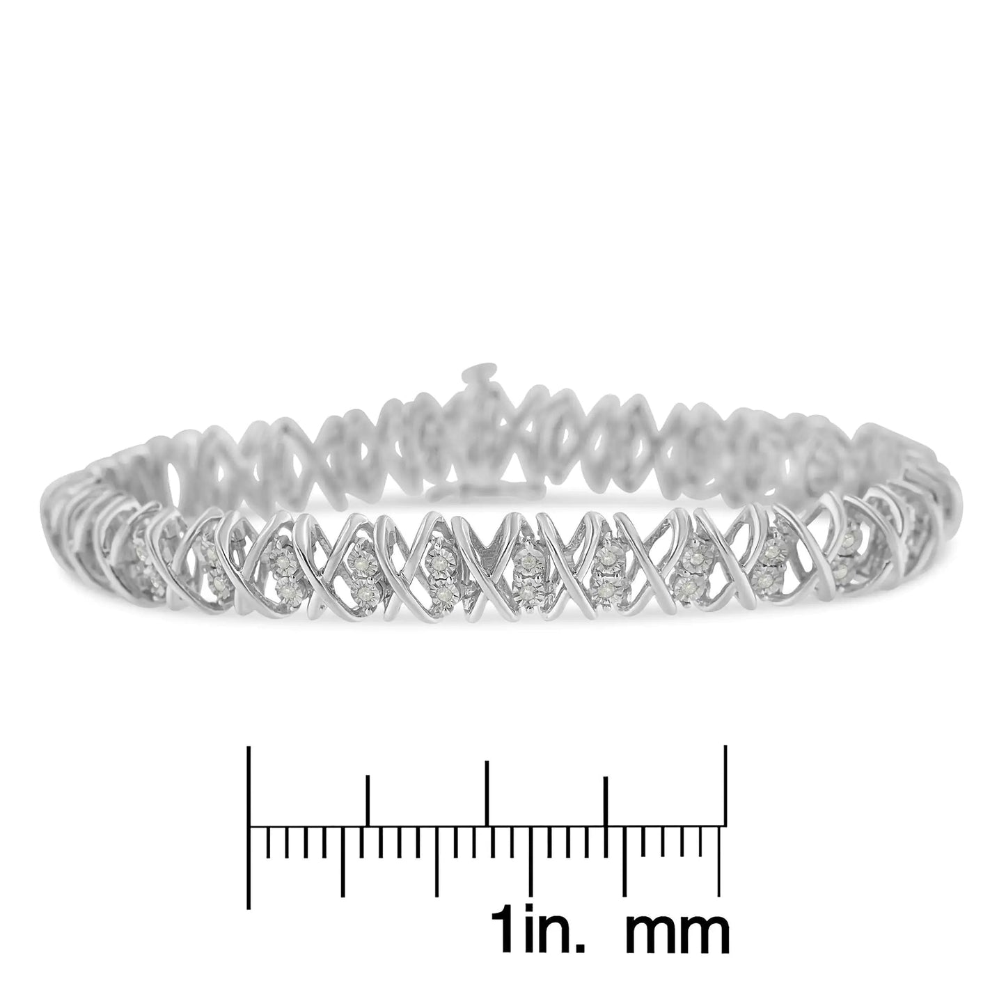 Sterling Silver rose-cut Diamond X-Link Bracelet (1 cttw, I-J Color, I2-I3 Clarity)