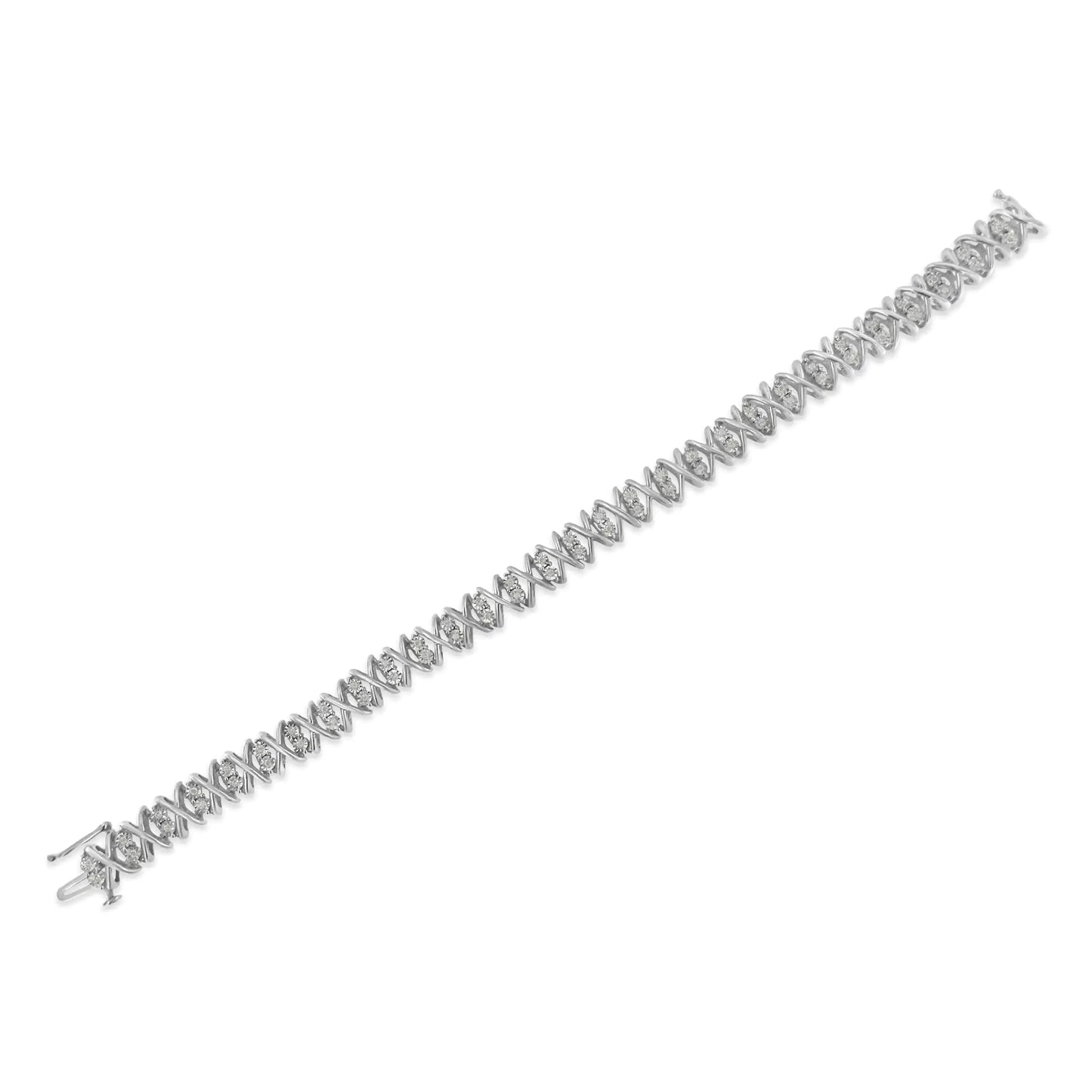 Sterling Silver rose-cut Diamond X-Link Bracelet (1 cttw, I-J Color, I2-I3 Clarity)