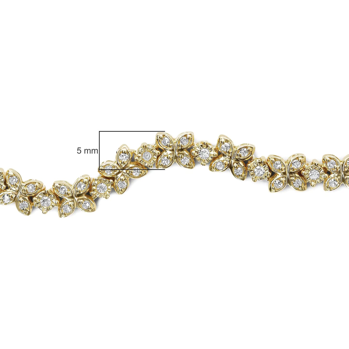 18K Yellow Gold Plated .925 Sterling Silver 1/4 Cttw Diamond Marquise Shaped Link 4"-10" Adjustable Bolo Bracelet (I-J Color, I1-I2 Clarity)