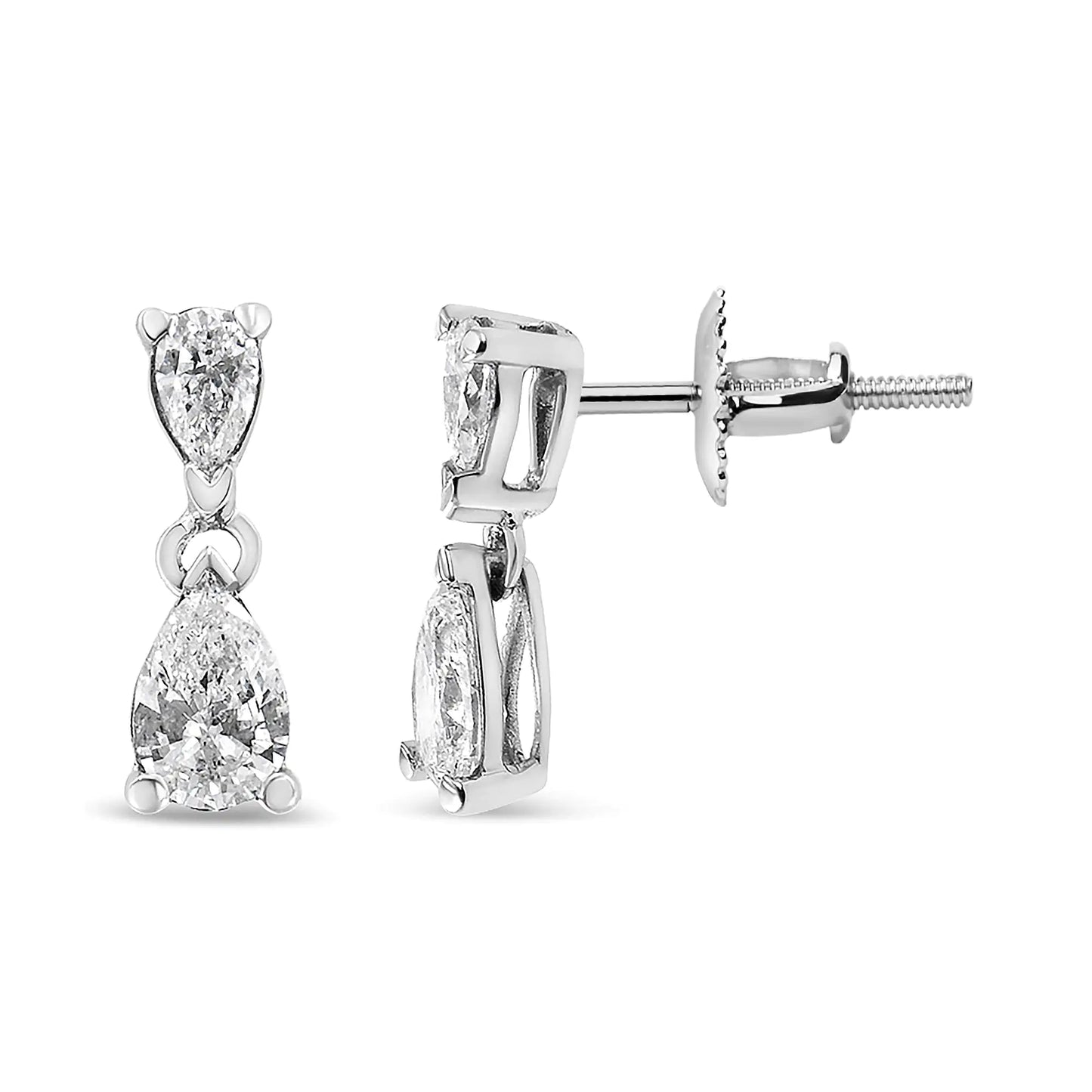 14K White Gold Pear Shape Lab Grown Diamond Dangle Stud Earrings (G-H Color, VS2-SI1 Clarity)