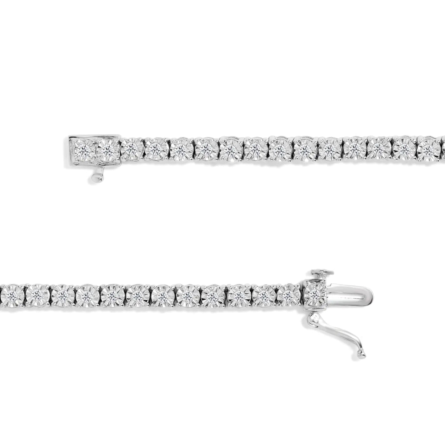 .925 Sterling Silver 1/2 Cttw Diamond Illusion-Set Miracle Plate Tennis Bracelet (I-J Color, I3 Clarity) - 7"