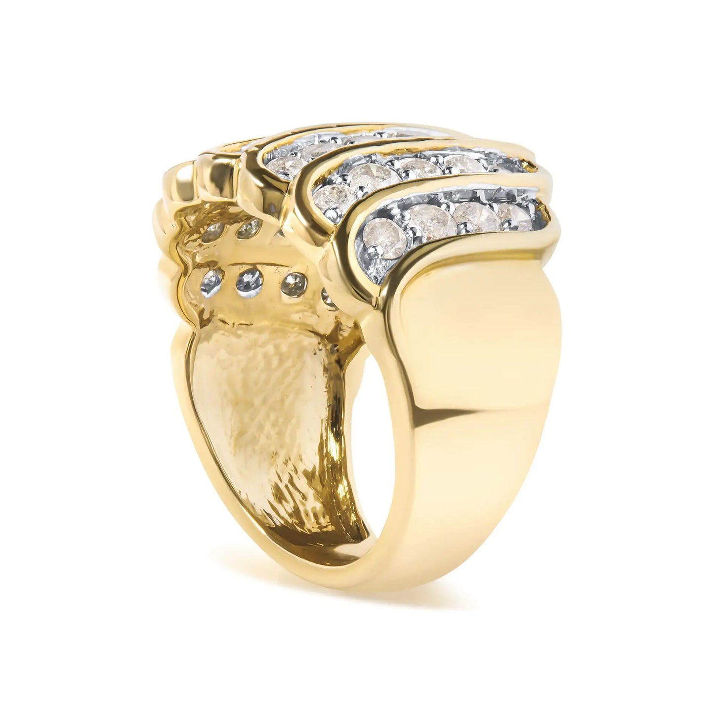 10 Yellow Gold 2.00 Cttw Diamond Multi Row Cocktail Band Ring (I-J Color, I1-I2 Clarity)