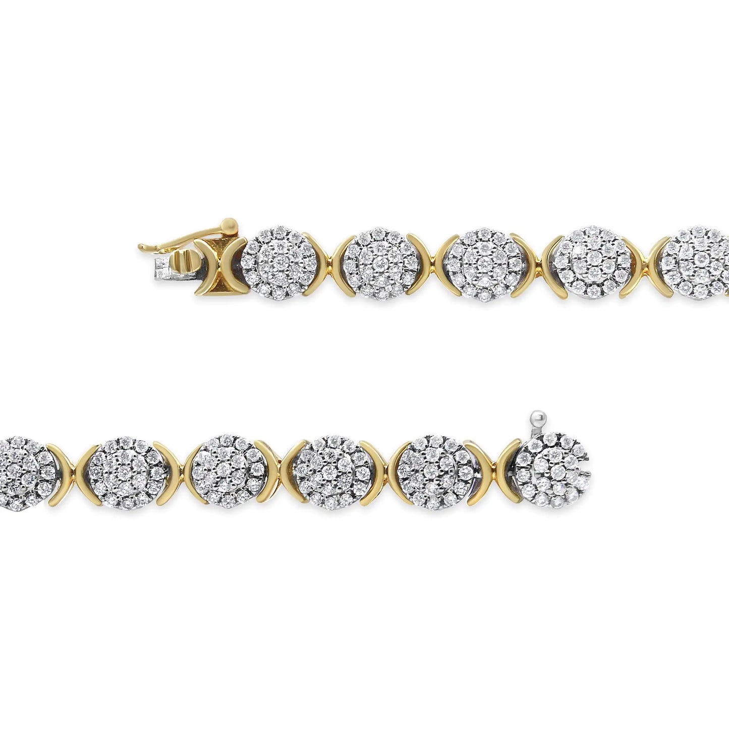 10k Yellow Gold Plated .925 Sterling Silver 5.00 Cttw Lab Grown Round Diamond Cluster Tennis Link Bracelet (G-H Color, VS1-VS2 Clarity) - 7.25"