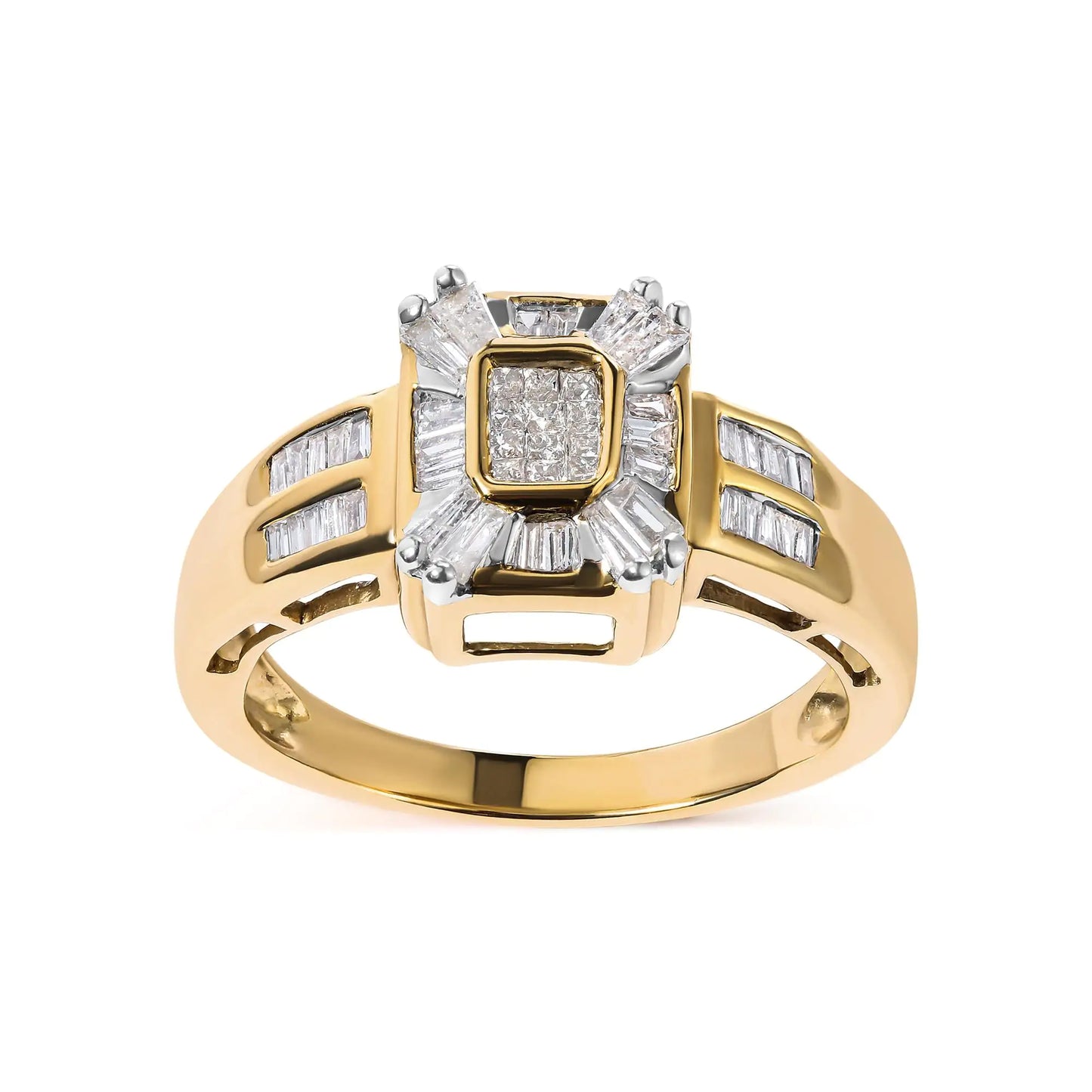 10K Yellow Gold 1/2 Cttw Diamond Composite and Halo Ring (H-I Color, SI1-SI2 Clarity)