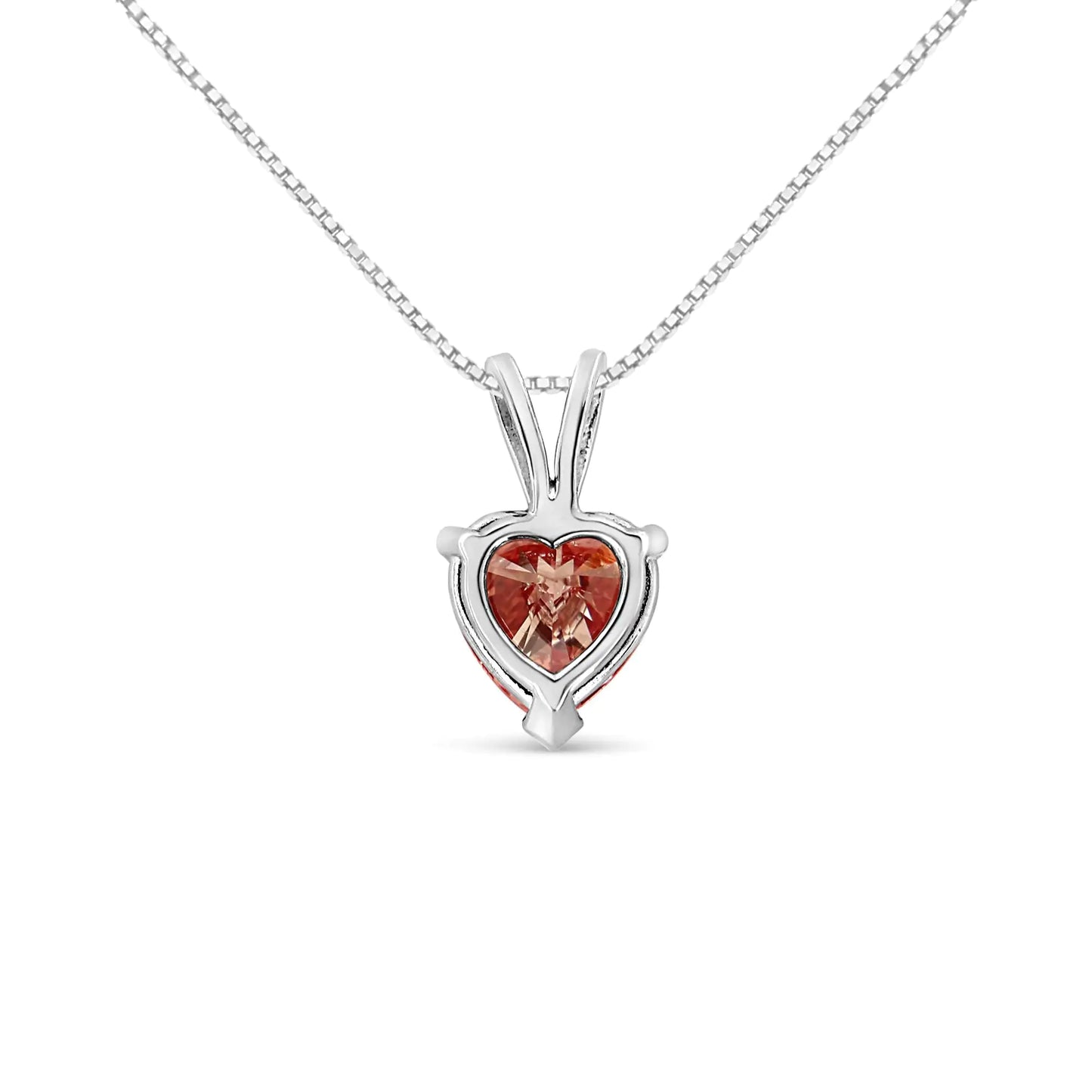 14K White Gold Martini-Set 1.00 Cttw Lab Grown Pink Heart Diamond Solitaire 18" Pendant Necklace (Pink Color, VS2-SI1 Clarity)