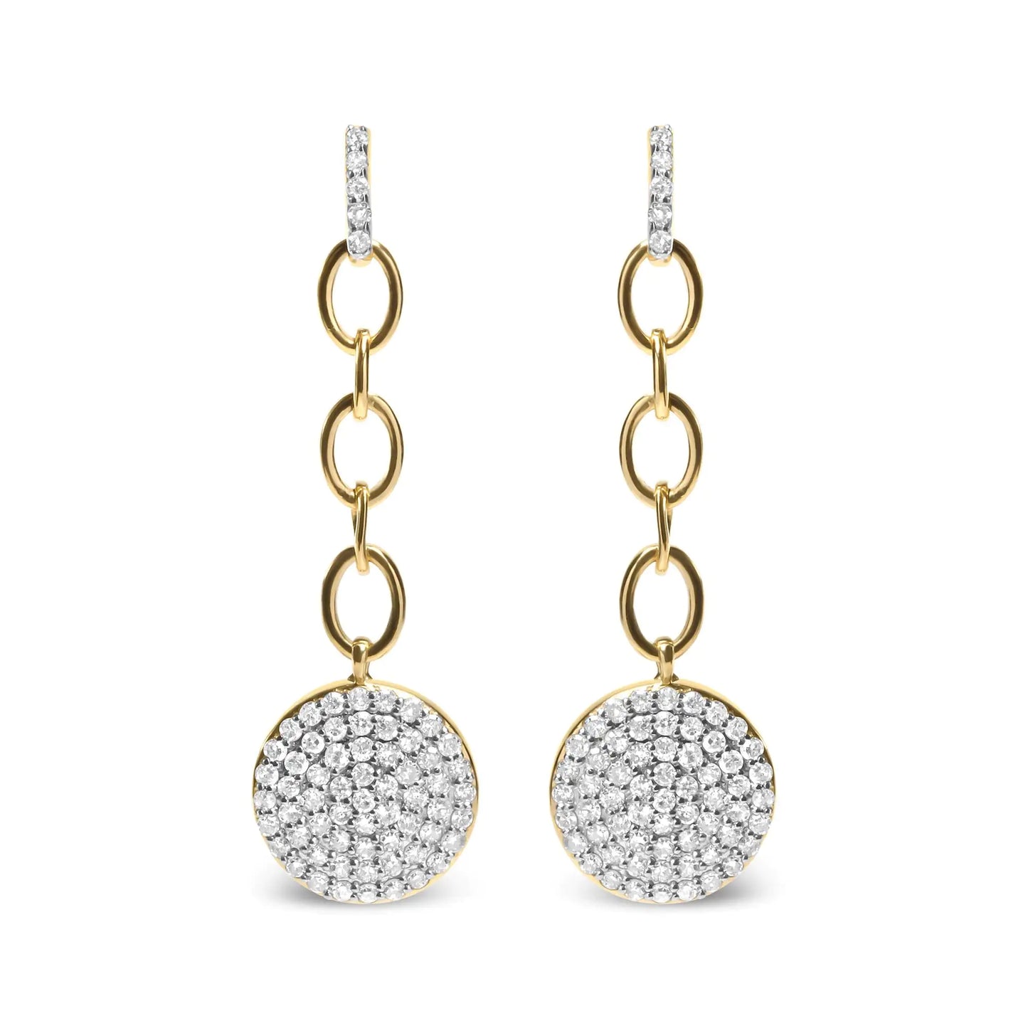 18K Yellow Gold Plated .925 Sterling Silver 1.0 Cttw Diamond Composite Cluster Dangle Chain Earrings (I-J Color, I1-I2 Clarity)