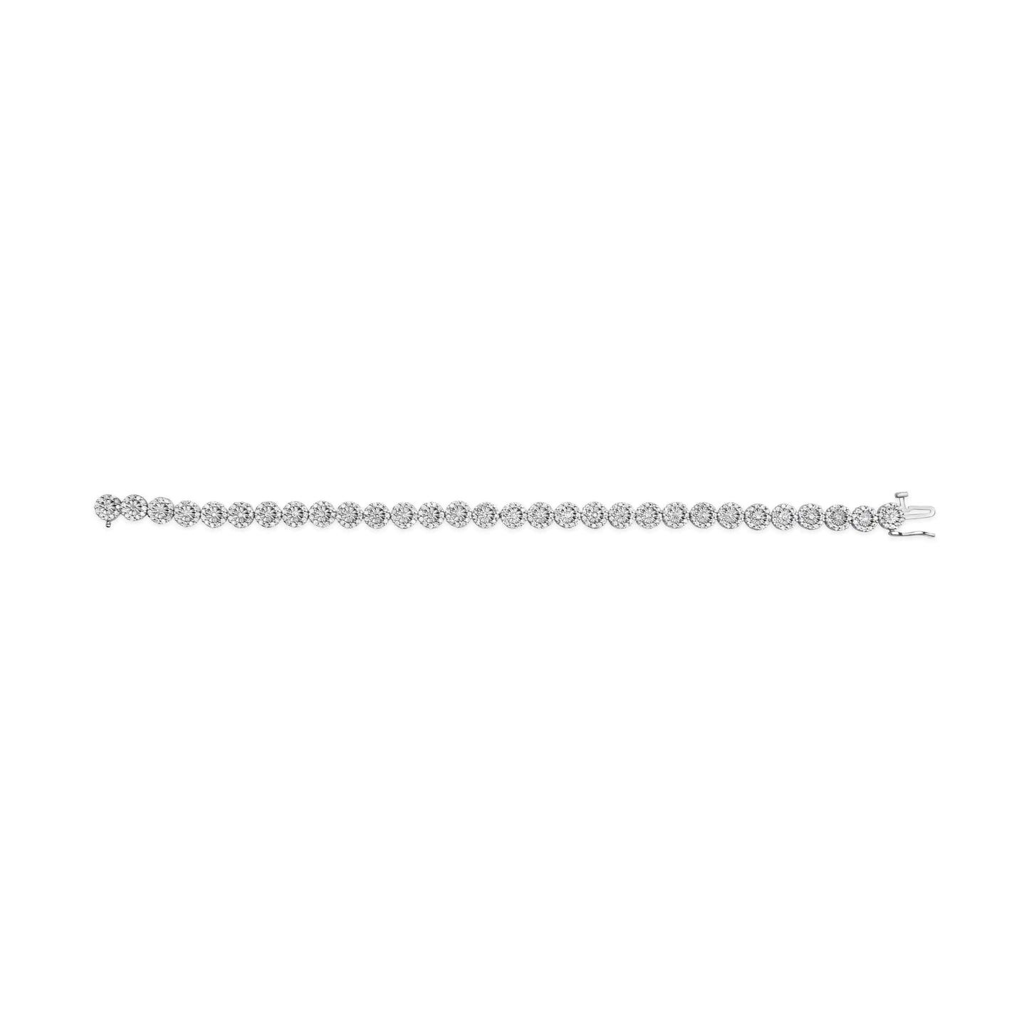 14K White Gold 2.00 Cttw Diamond Halo Link Tennis Bracelet (H-I Color, I1-I2 Clarity) - 7" Inches